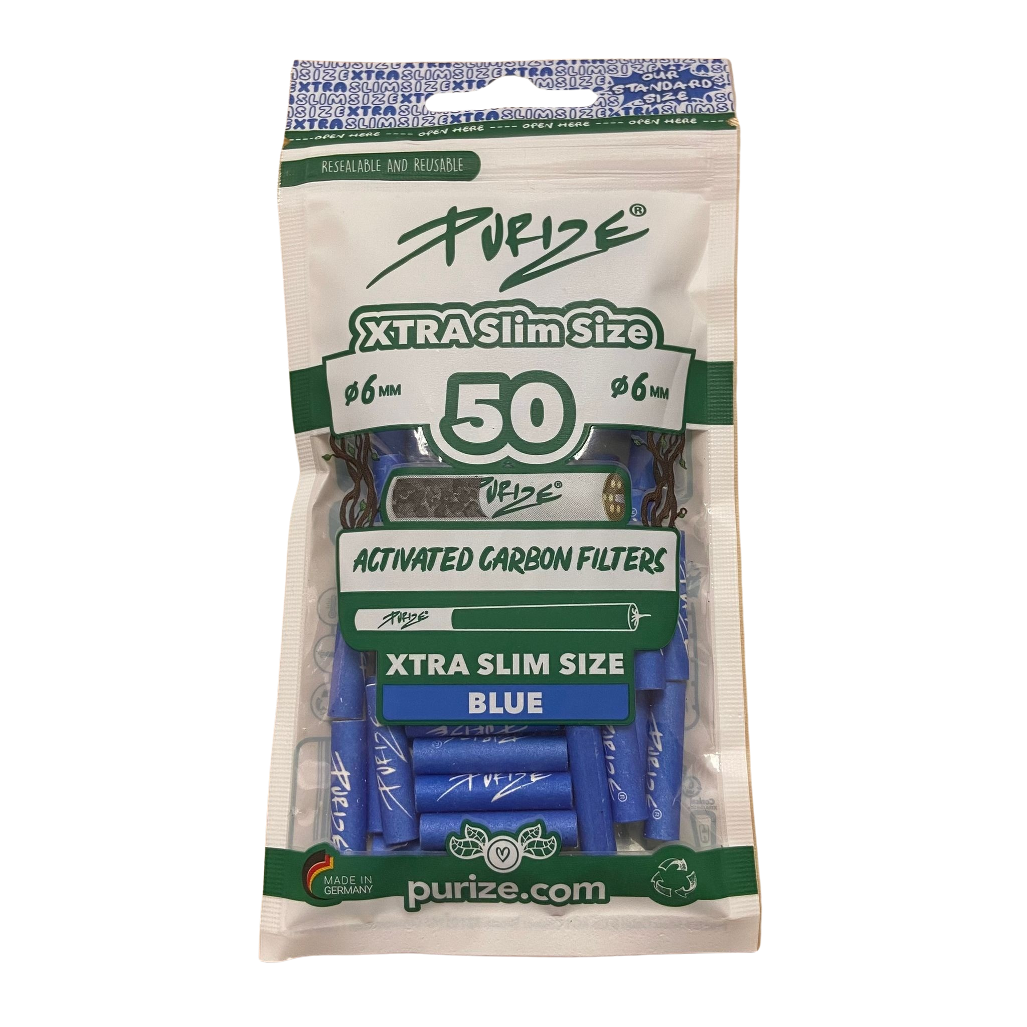 PURIZE® Aktivní uhlíkové Xtra Slim filtry 6mm (50 ks)