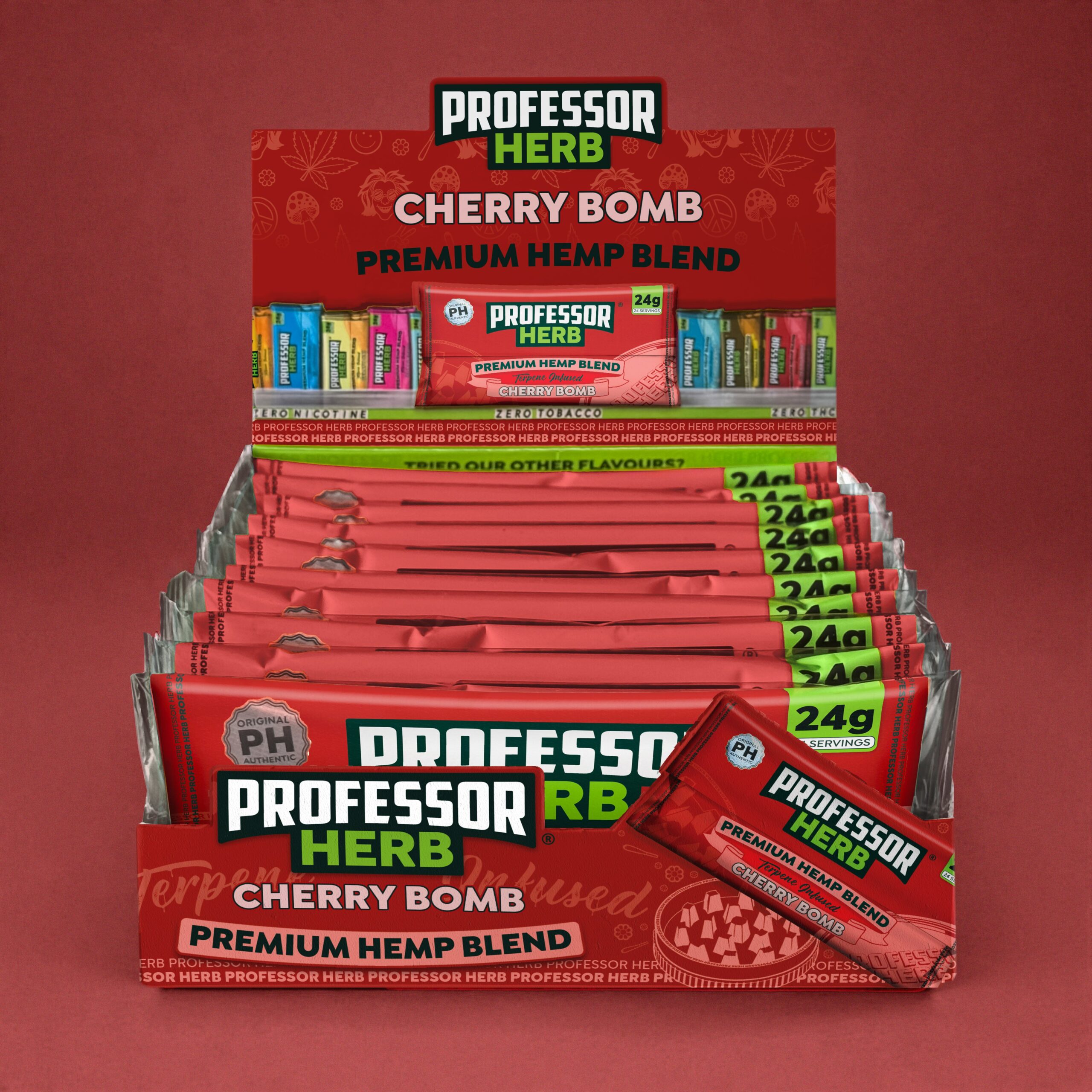 Professor Herb Premium Hemp Blend (krabička 10 ks) – Cherry Bomb