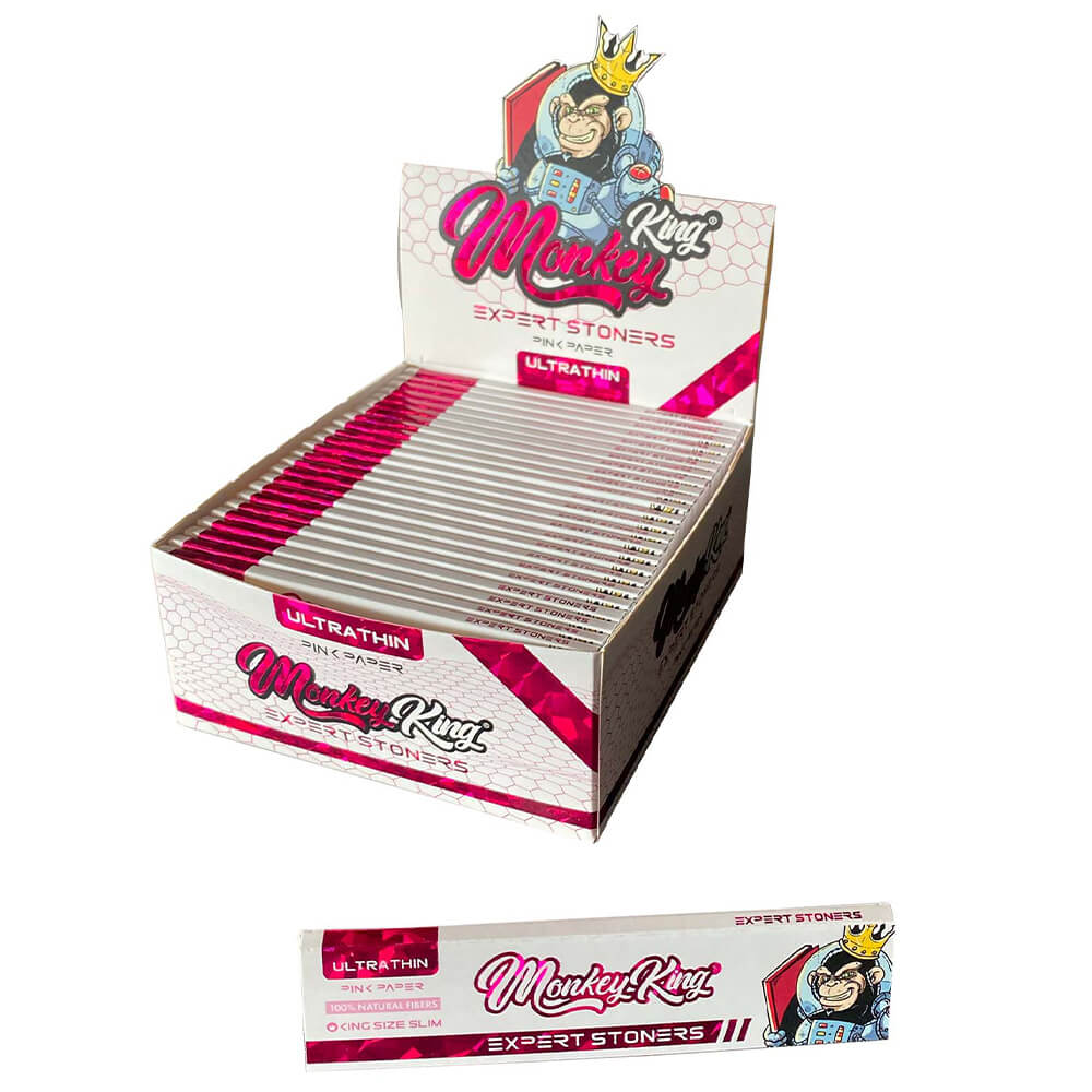 Monkey King Expert Stoners Rolling Papers: Pink – King Size Ultra Thin - Obrázek 2