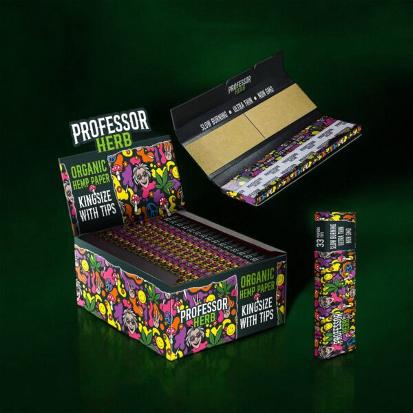 Professor Herb King Size Rolling Papers & Tips – Organic Hemp Paper