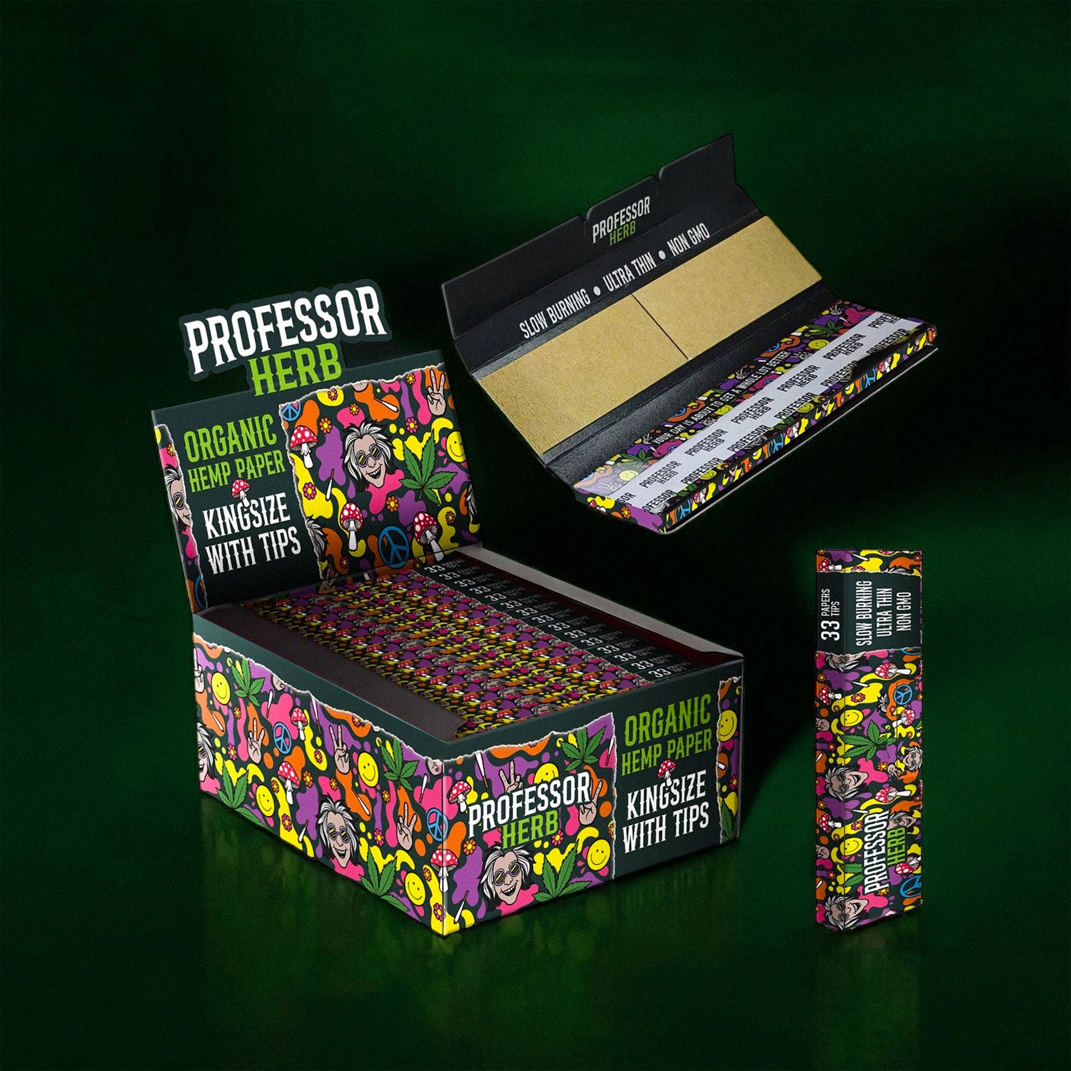 Professor Herb King Size Rolling Papers & Tips – Organic Hemp Paper