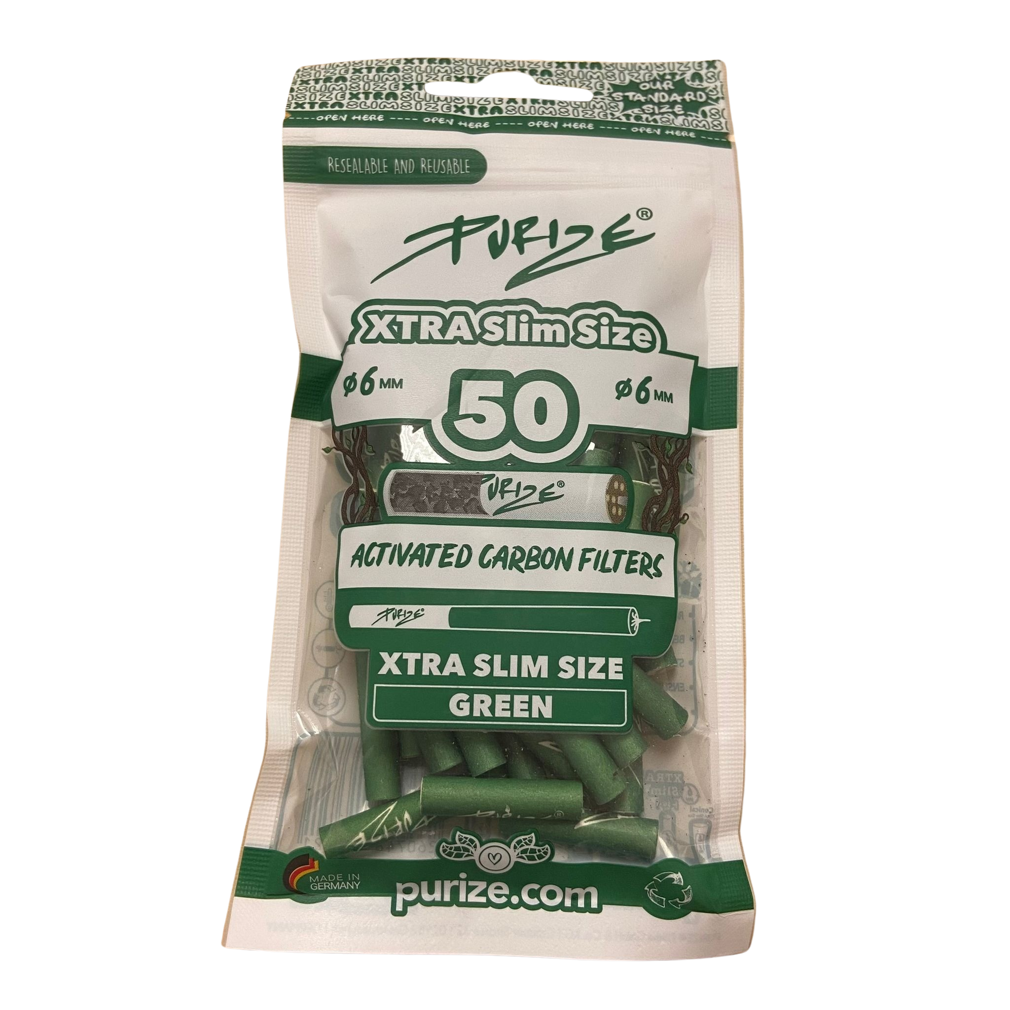 PURIZE® Aktivní uhlíkové Xtra Slim filtry 6mm (50 ks) - Obrázek 2