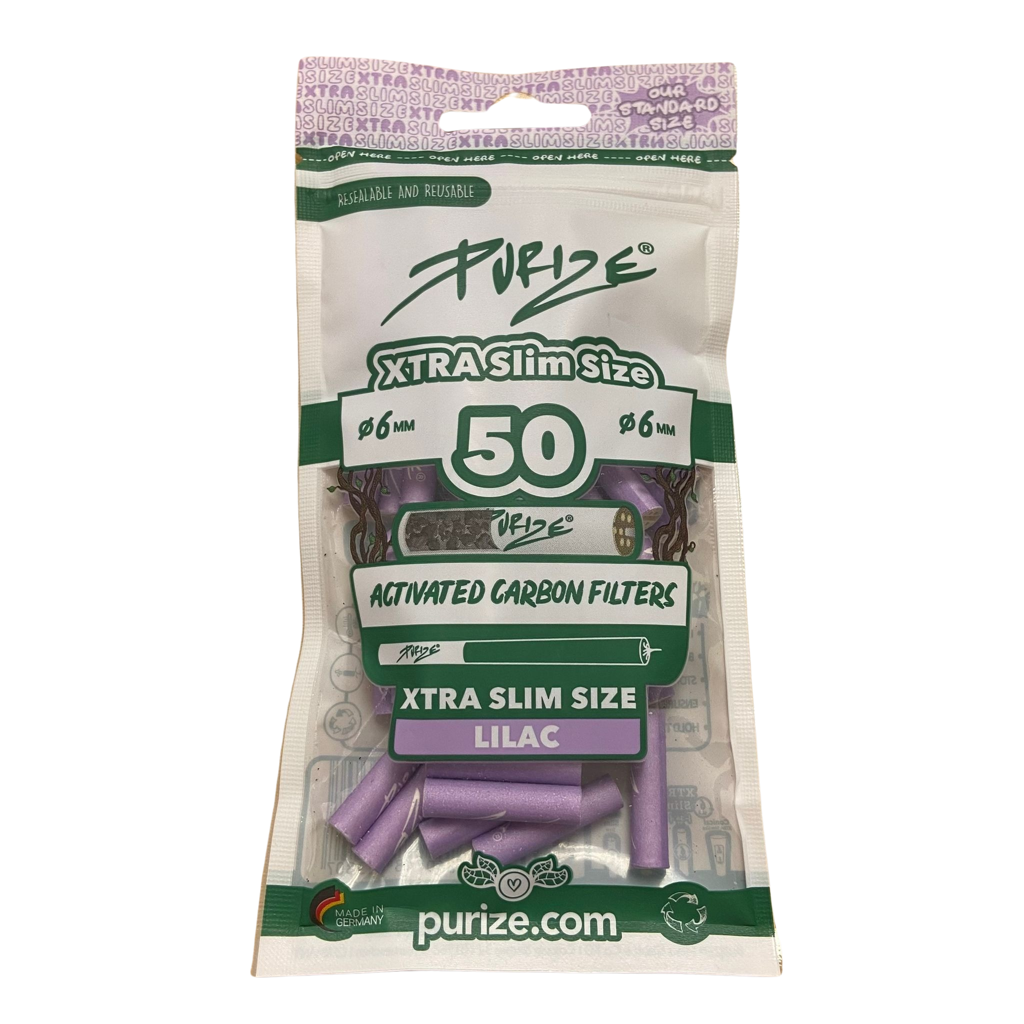 PURIZE® Aktivní uhlíkové Xtra Slim filtry 6mm (50 ks) - Obrázek 3