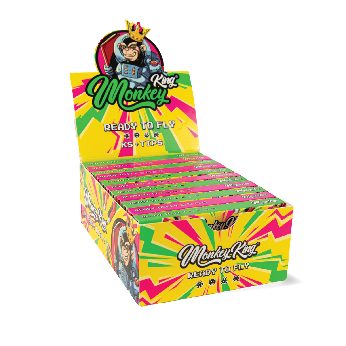 Monkey King Rolling Papers & Tips: Ready To Fly – King Size Unbělené - Obrázek 4