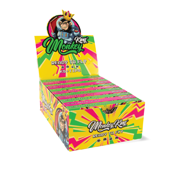 Monkey King Rolling Papers & Tips: Ready To Fly – King Size Unbleached (24 Pack)