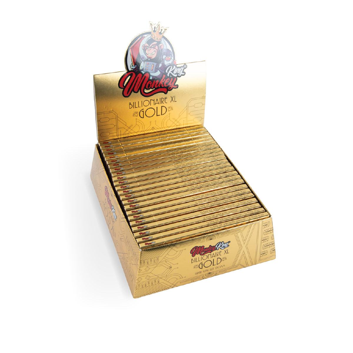 Monkey King cigaretové papírky a filtry: Billionaire Gold XL – Extra dlouhé - Obrázek 4