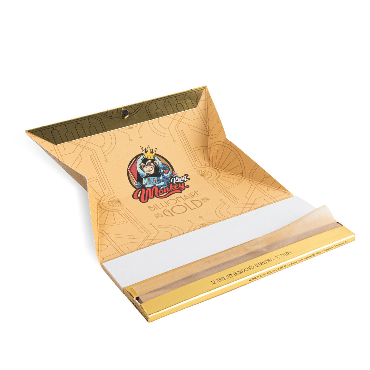 Monkey King cigaretové papírky a filtry: Billionaire Gold XL – Extra dlouhé - Obrázek 2