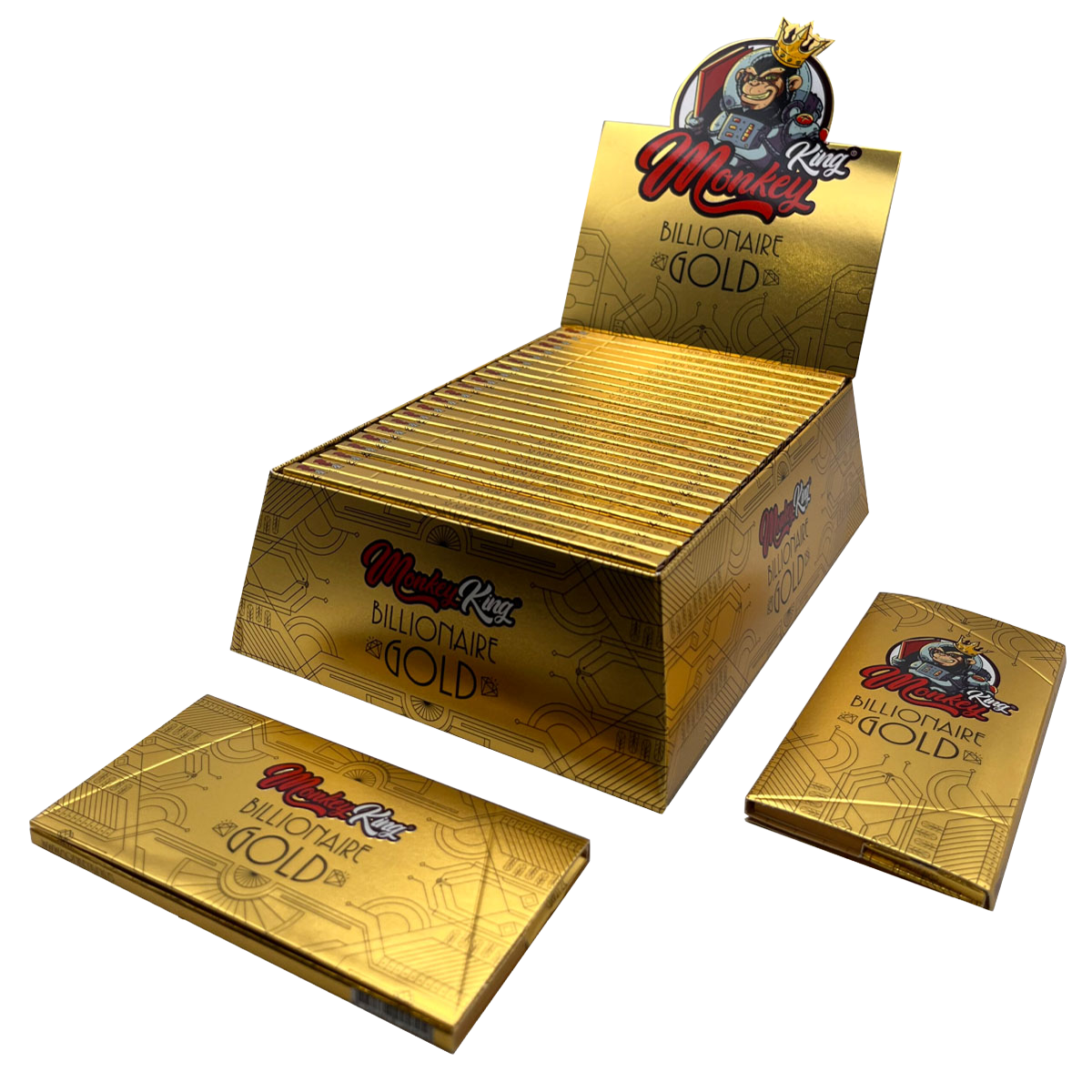 Monkey King cigaretové papírky a filtry: Billionaire Gold – King Size (24 balení)