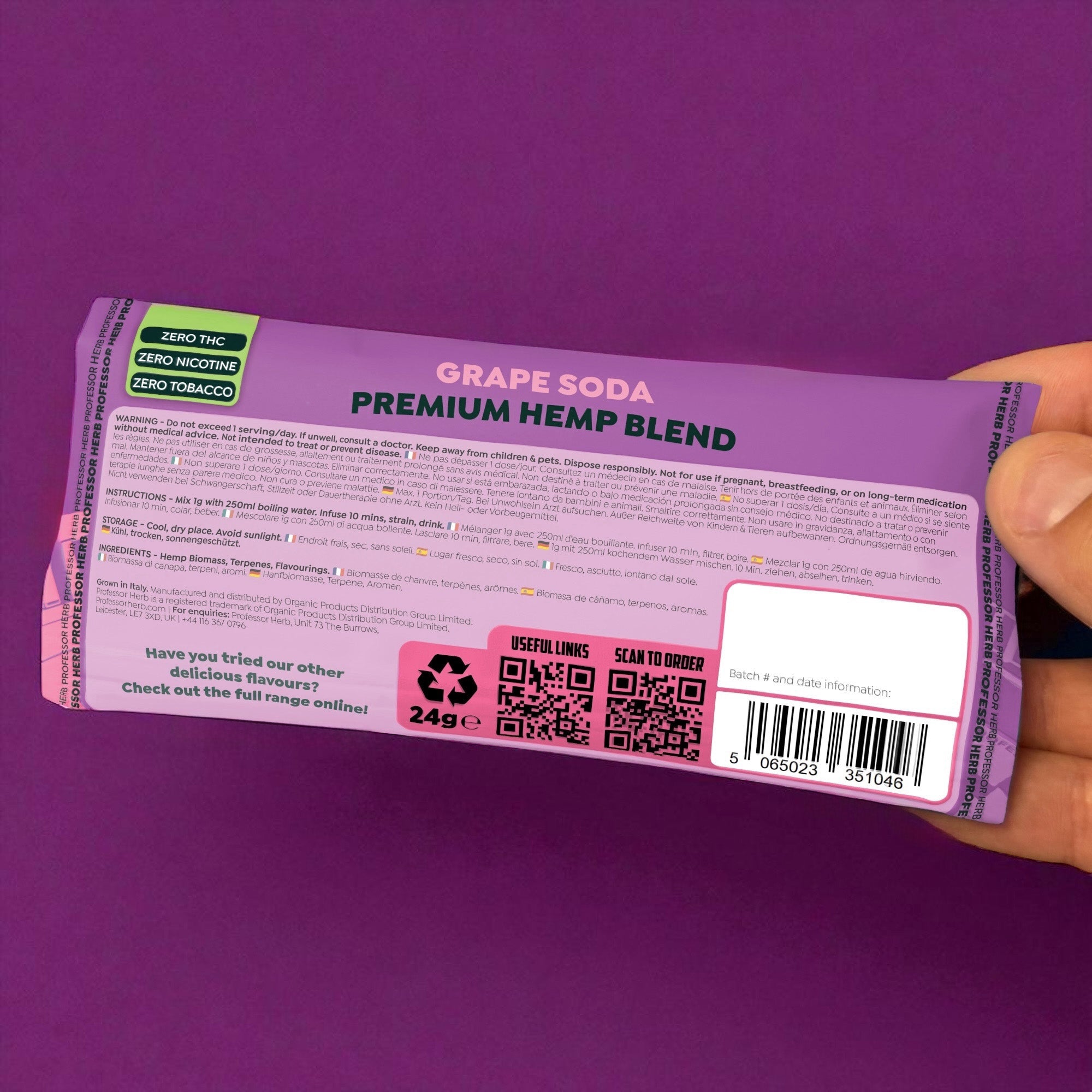 Professor Herb Premium Hemp Blend (24g) – Grape Soda - Obrázek 5