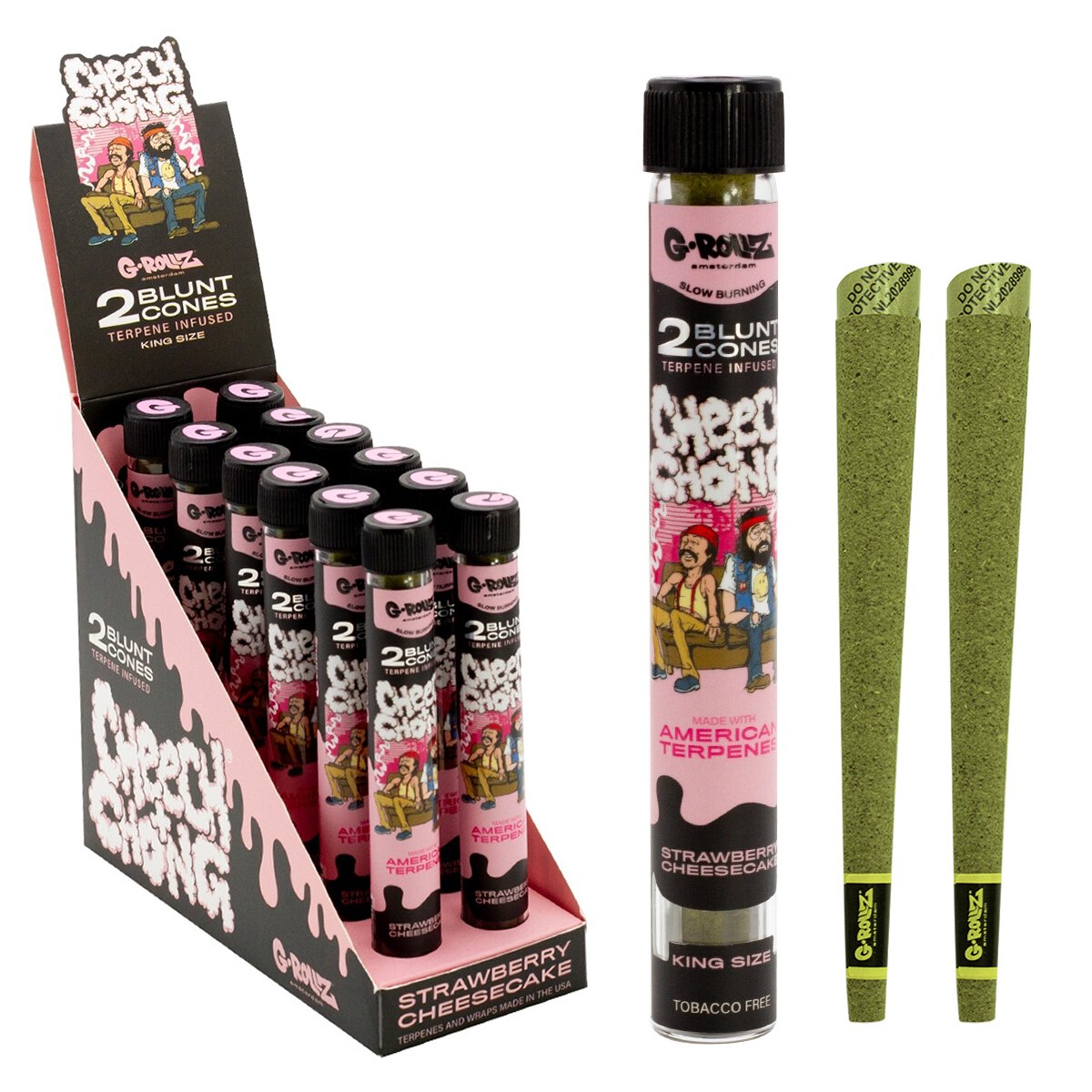 G-Rollz Cheech & Chong Terpene Infused Hemp Blunts – Strawberry Cheesecake - Obrázek 2