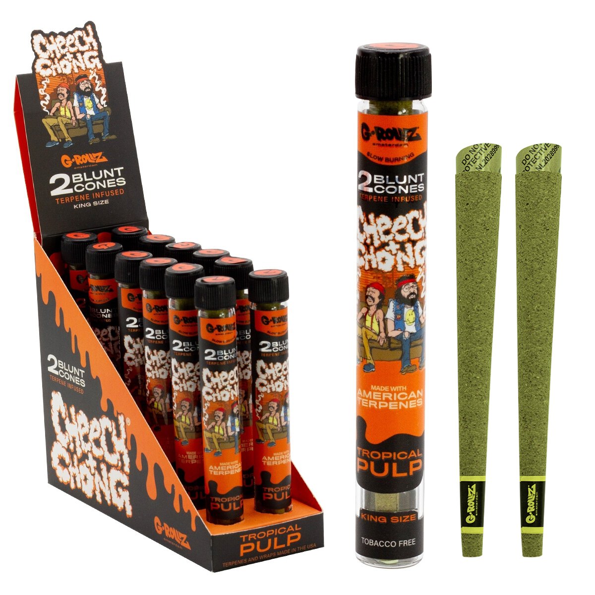 G-Rollz Cheech & Chong Terpene Infused Hemp Blunts – Tropický Pulp - Obrázek 2