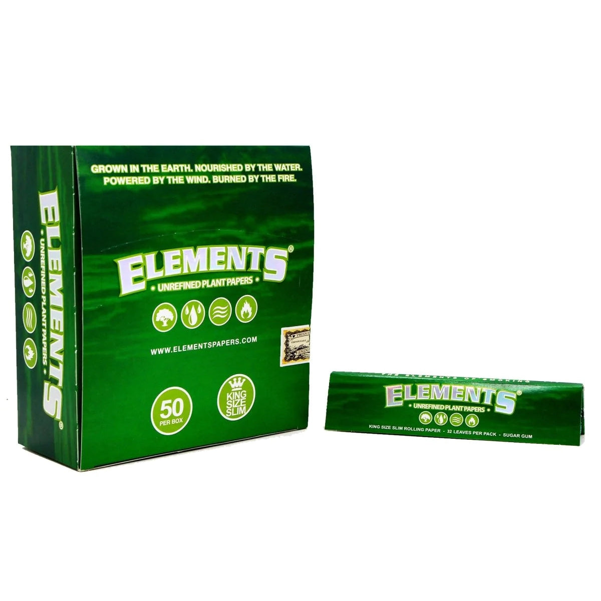 Elements King Size Slim Unrefined Plant Rolling Papers - Obrázek 2