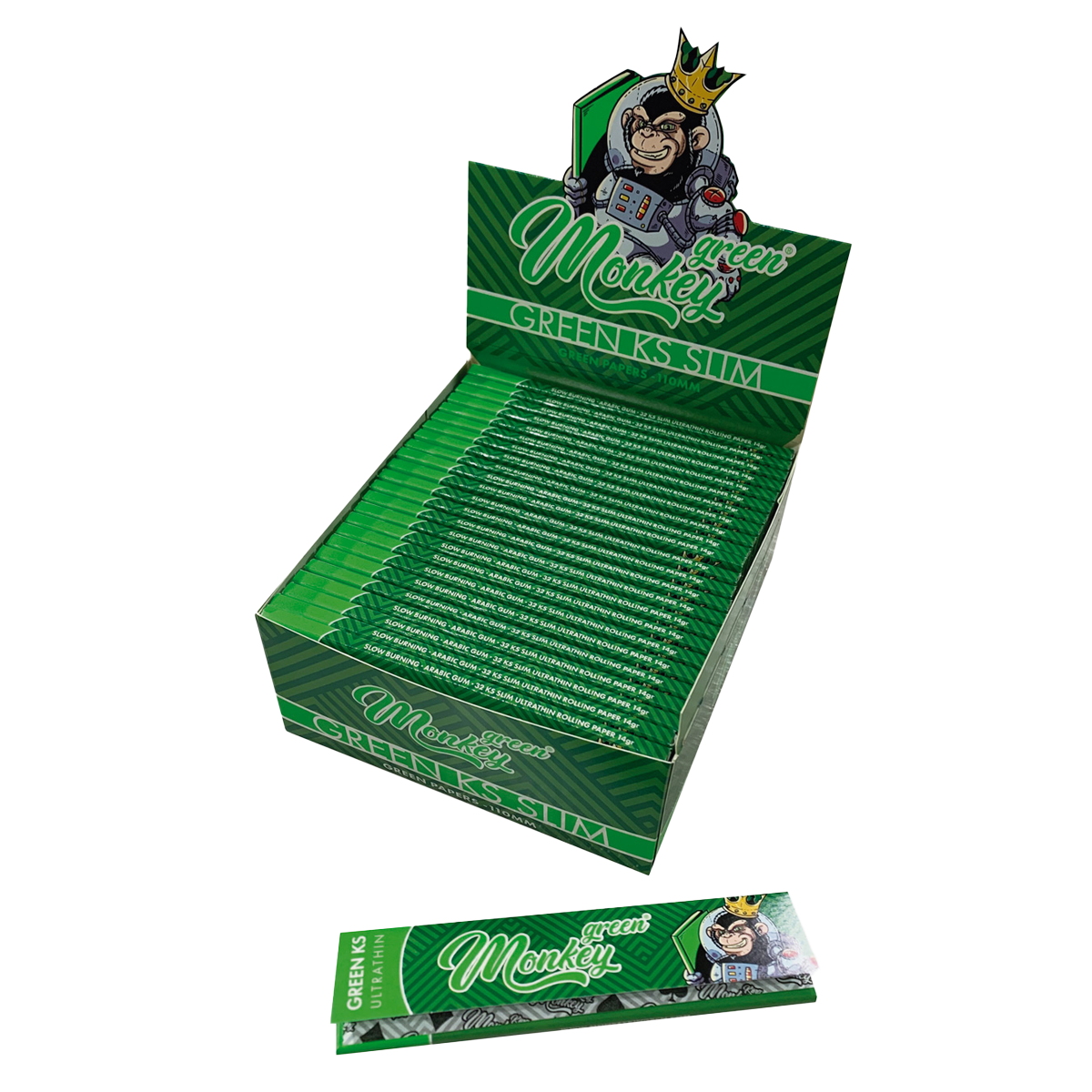 Monkey King Rolling Papers: Green – King Size - Obrázek 3