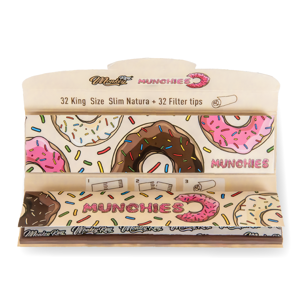 Monkey King Rolling Papers & Tips: Munchies Ed. – King Size Unbleached - Obrázek 2