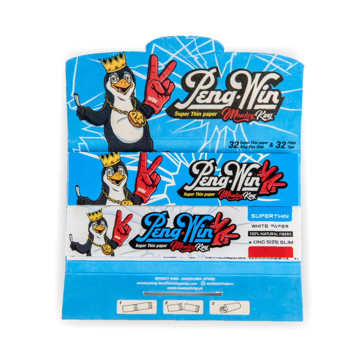 Monkey King Rolling Papers & Tips: Peng-Win Ed. – King Size (24 Pack) - Obrázek 3