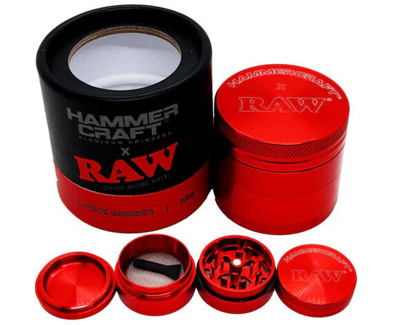 RAW x HAMMERCRAFT hliníkový mlýnek – Červená